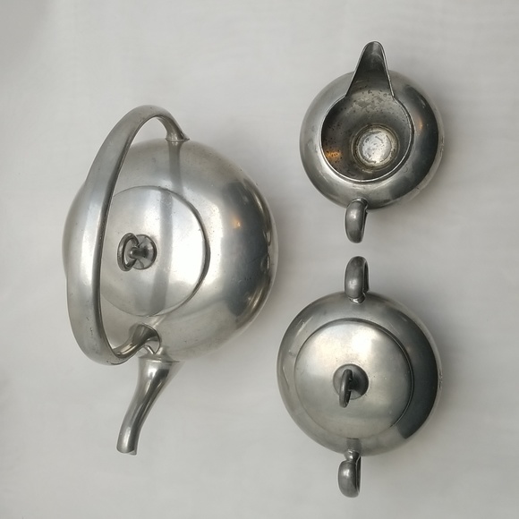 Art Deco Insico Pewter Tea Set - Picture 2 of 16